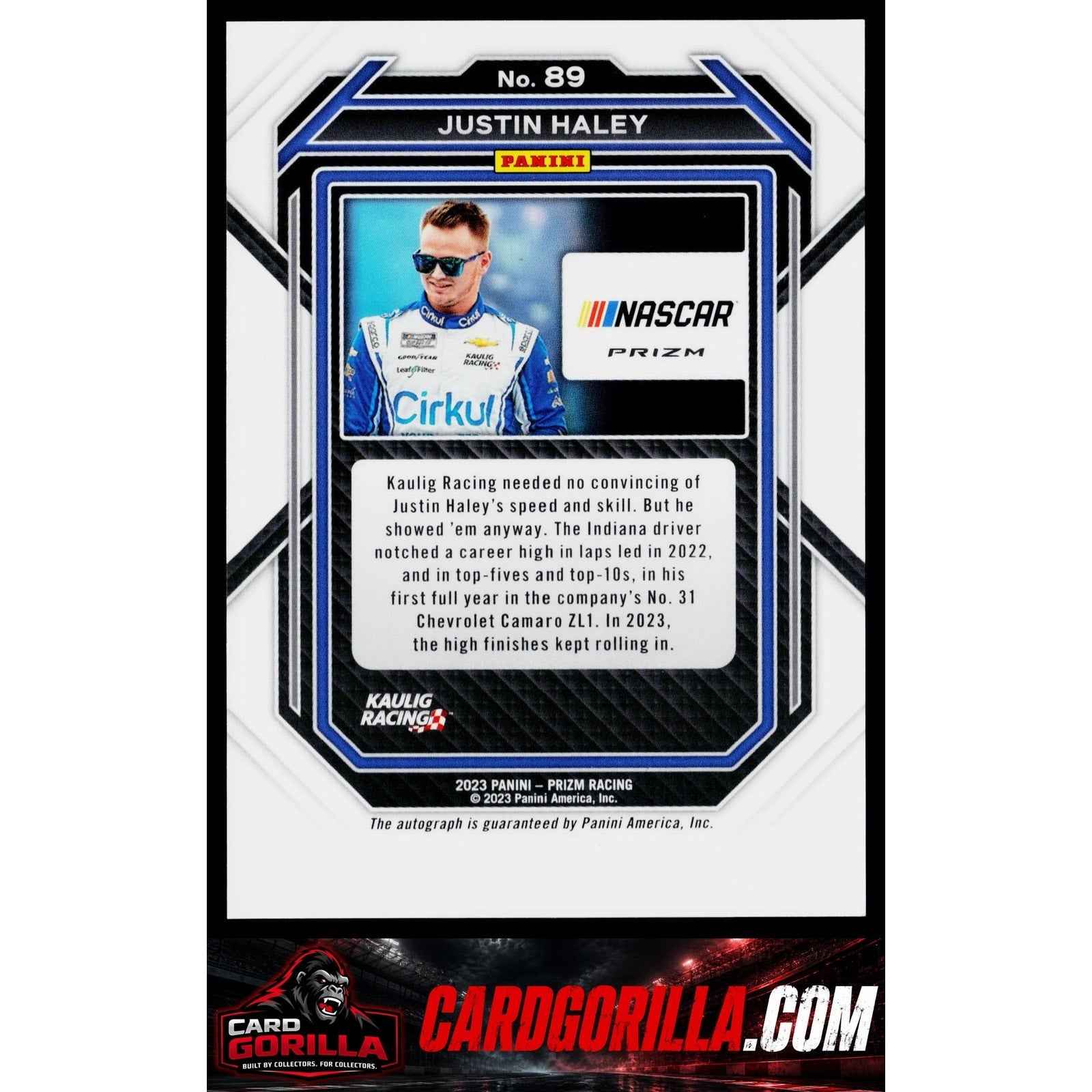 2023 Panini Prizm #89 Justin Haley Silver Prizm Signatures