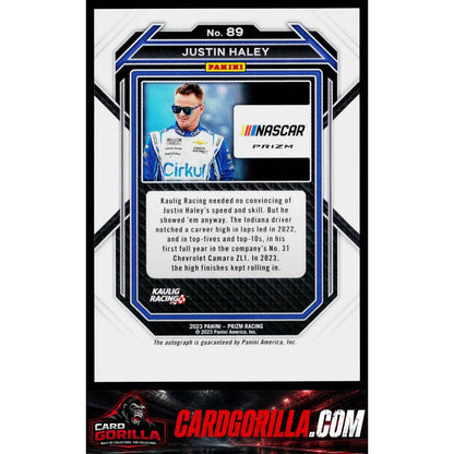 2023 Panini Prizm #89 Justin Haley Silver Prizm Signatures