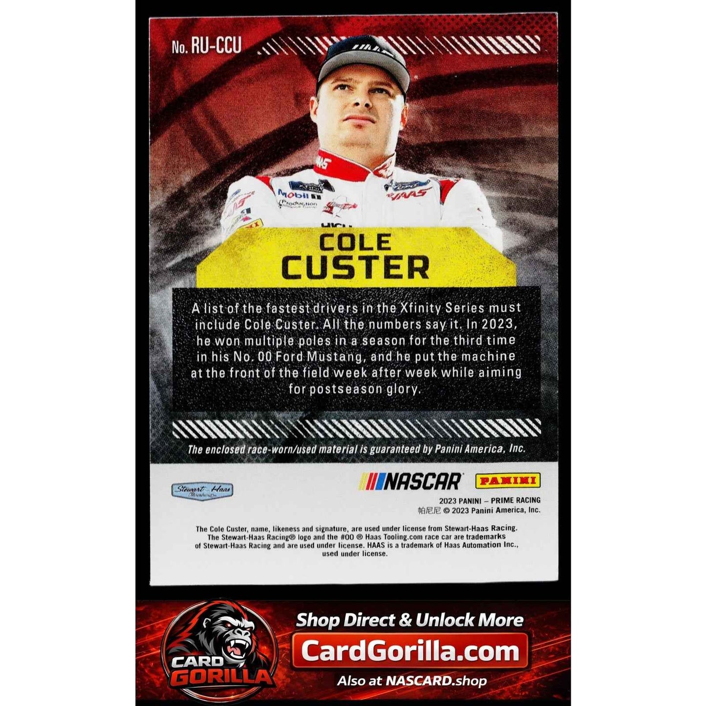 2023 Panini Prime #RU-CCU Cole Custer Race Used Firesuits #/99