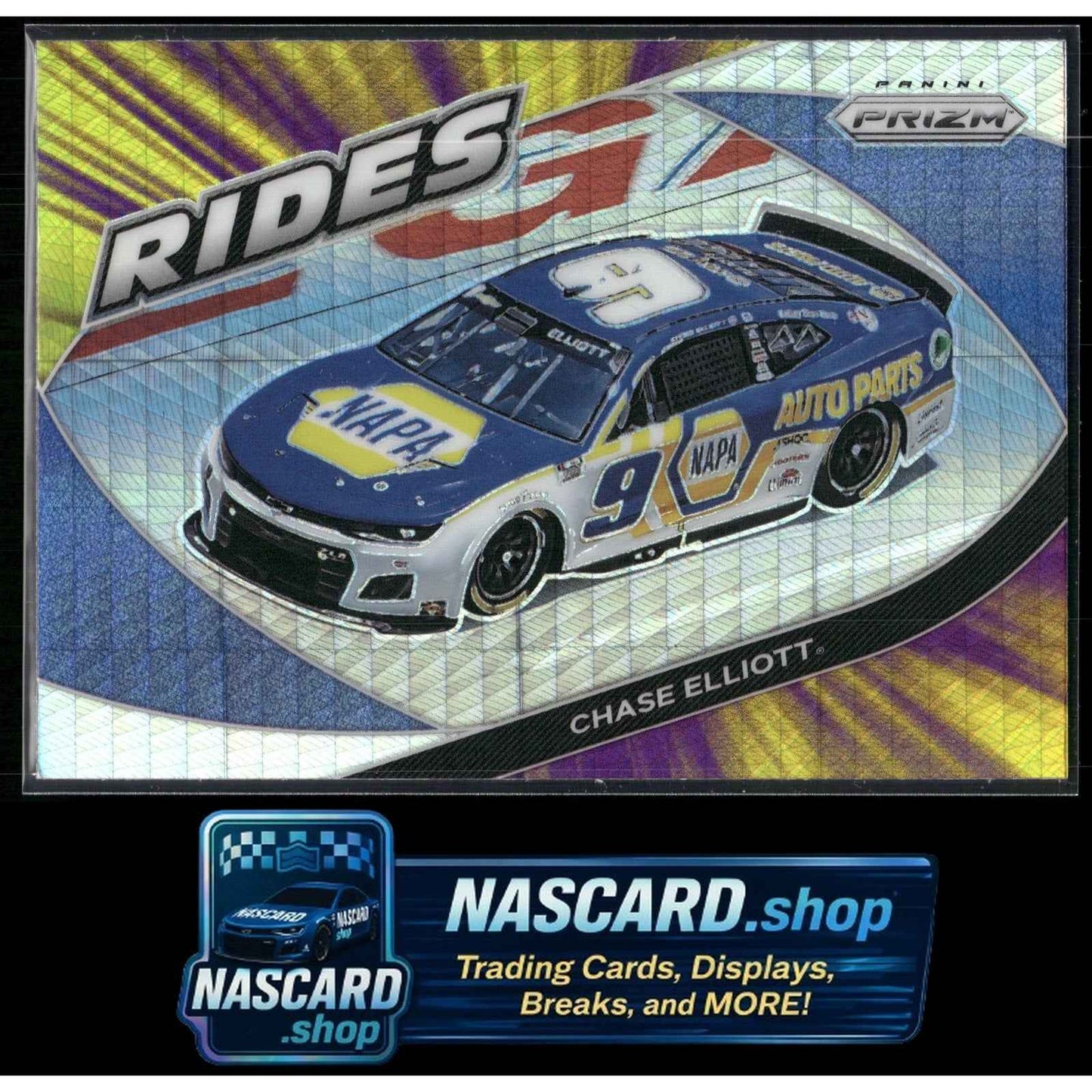 2022 Panini Prizm #61 Chase Elliott Hyper Prizm Purple and Yellow