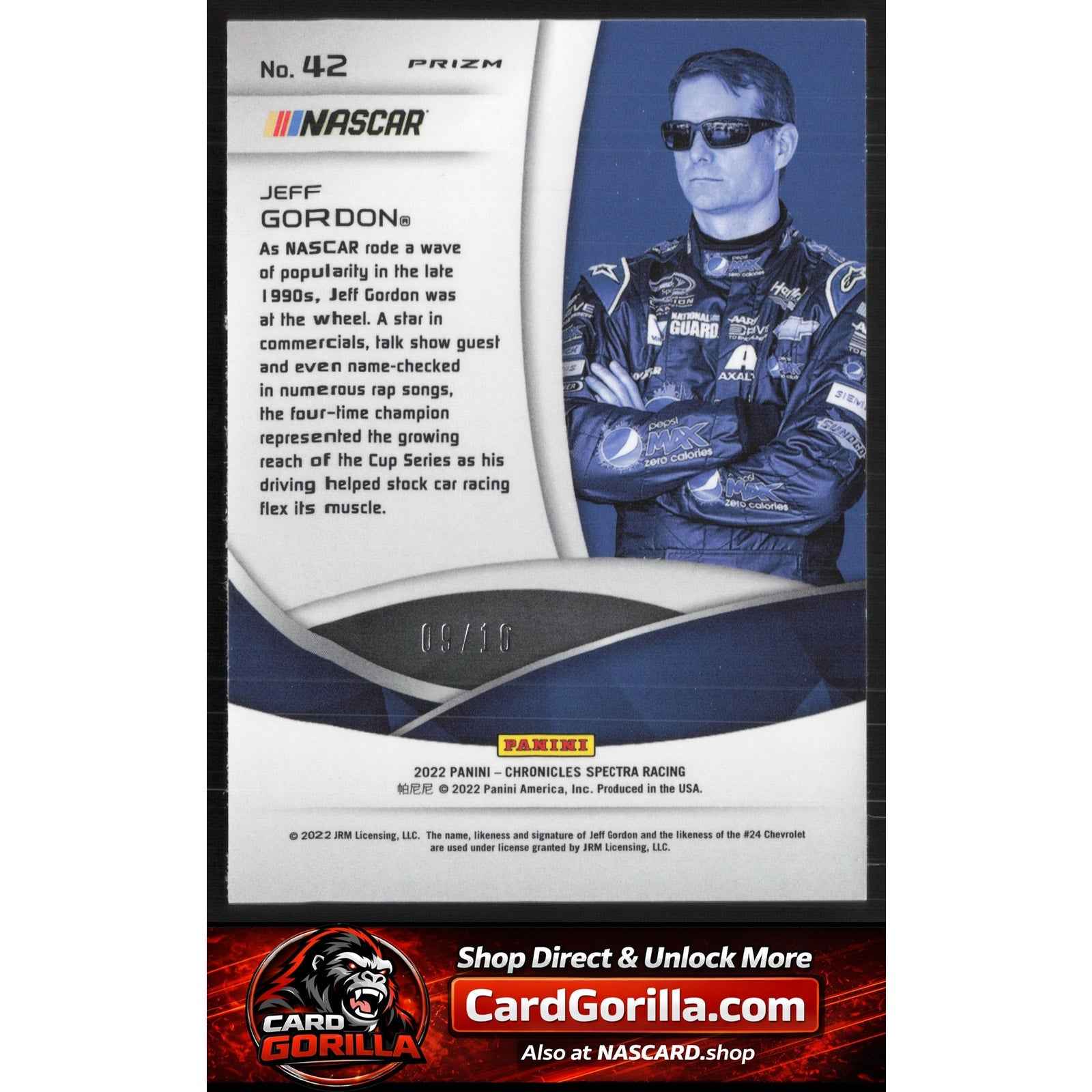 2022 Panini Chronicles #42 Jeff Gordon Spectra Gold #/10