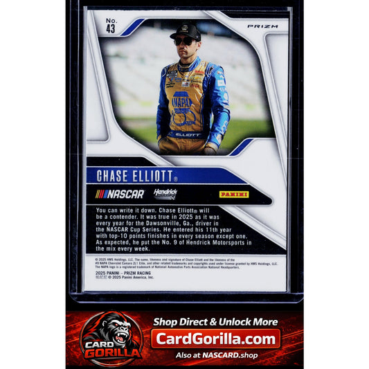 2025 Panini Prizm #43 Chase Elliott White Sparkle