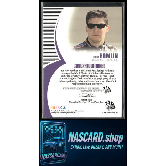2007 Press Pass Denny Hamlin Signings Silver #/100 - NASCARD.shop