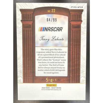 2026 Panini Select NASCAR Terry Labonte #22 Claim to Fame Red Prizms 64/99