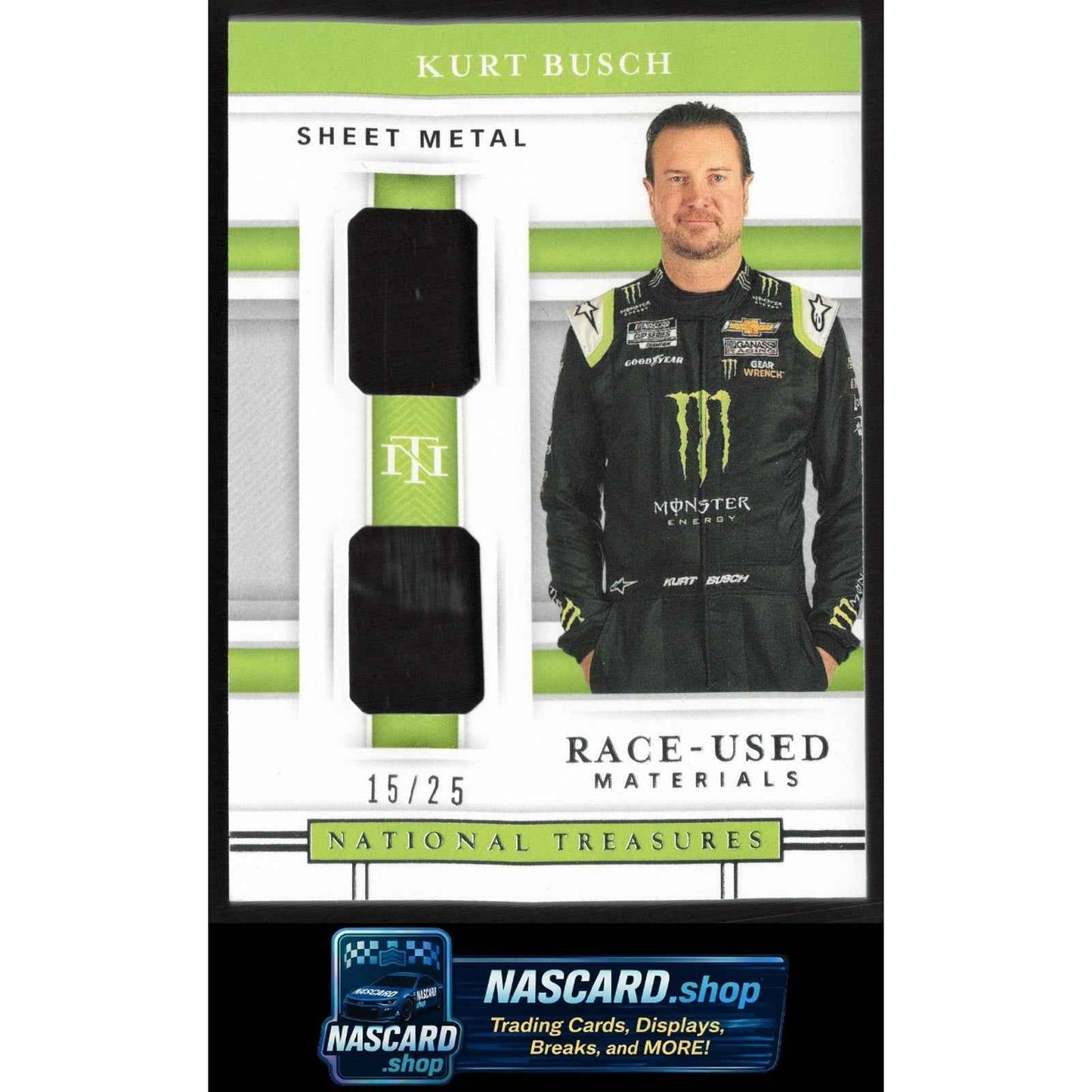 2020 Panini National Treasures Kurt Busch Dual Race Used Sheet Metal #/25
