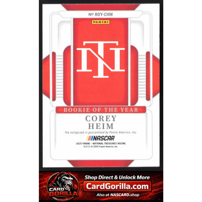 2025 National Treasures #ROY-CHM Corey Heim Rookie Of The Year Autographs #/99