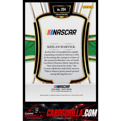 2026 Panini Select Trackside #204 Keelan Harvick RC