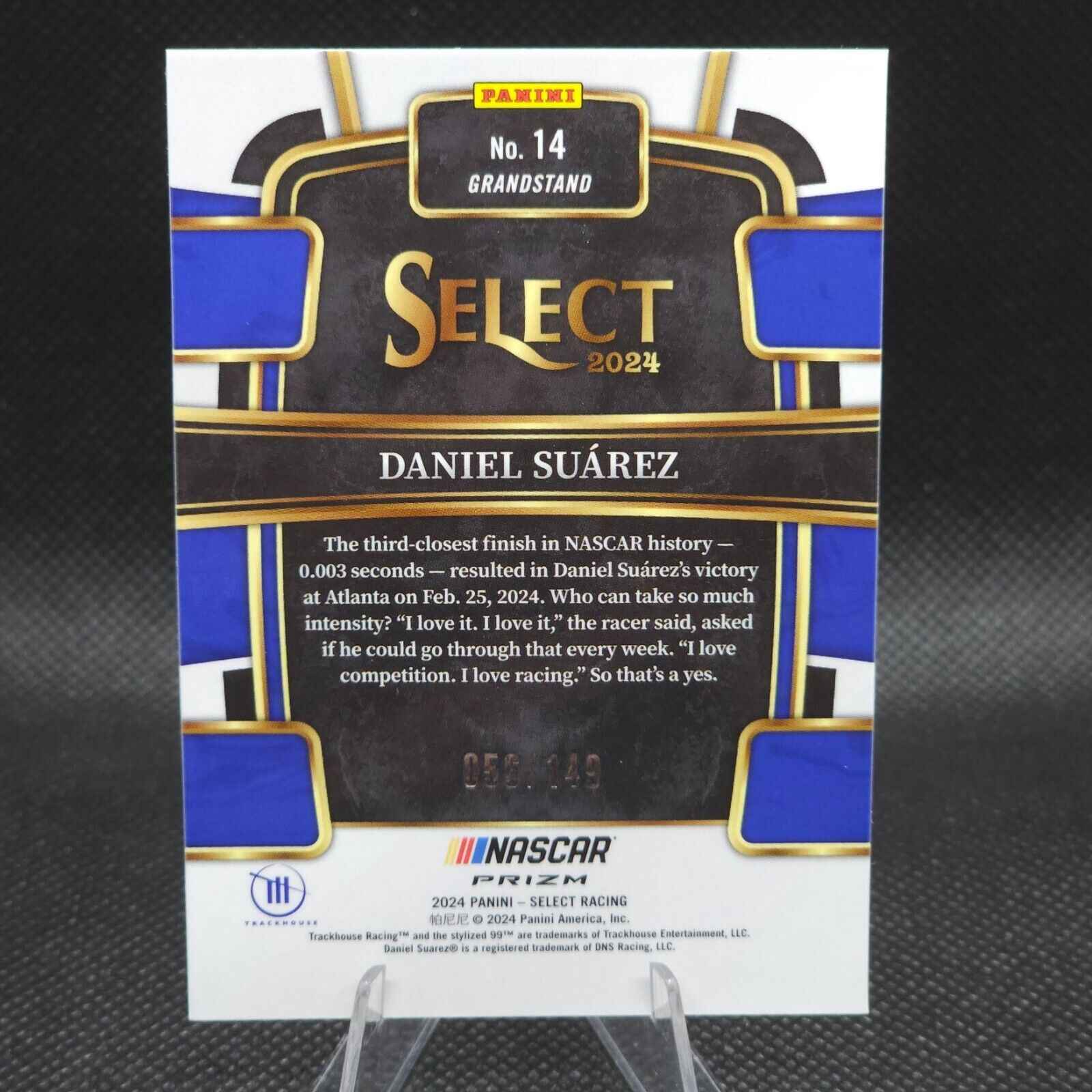 2024 Panini Select Racing Grandstand Red Prizm #14 Daniel Suarez 056/149 - NASCARD.shop