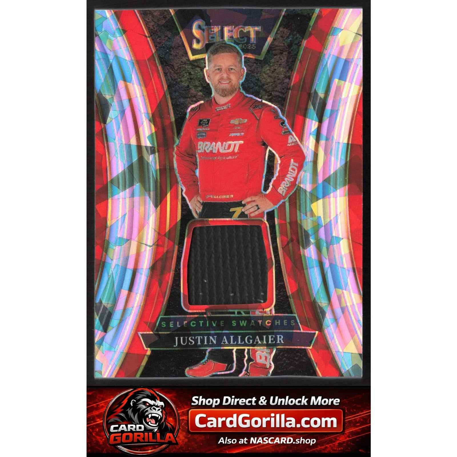 2025 Panini Select #SS-JAL Justin Allgaier Selective Swatches Ice Prizms