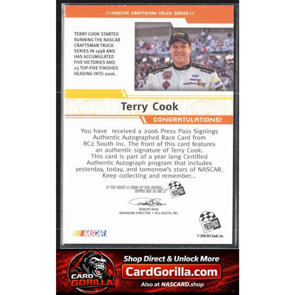2006 Press Pass #NNO Terry Cook Signings Gold #/50