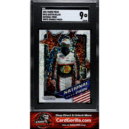 2021 Panini Prizm #NP15 Austin Dillon National Pride White Sparkle Prizm SGC 9