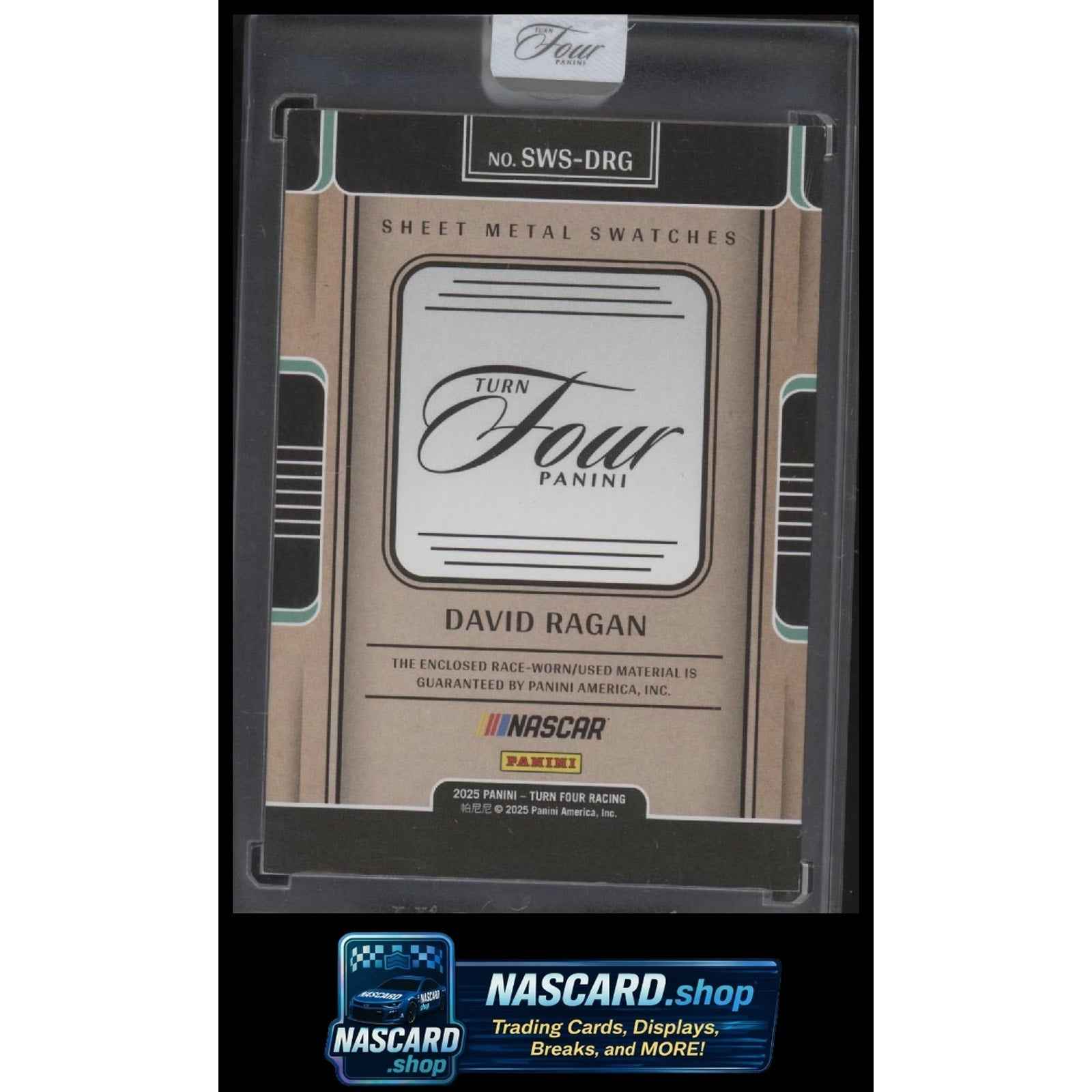2025 Panini Turn Four #SWS-DRG David Ragan Sheet Metal Swatches Red #/25