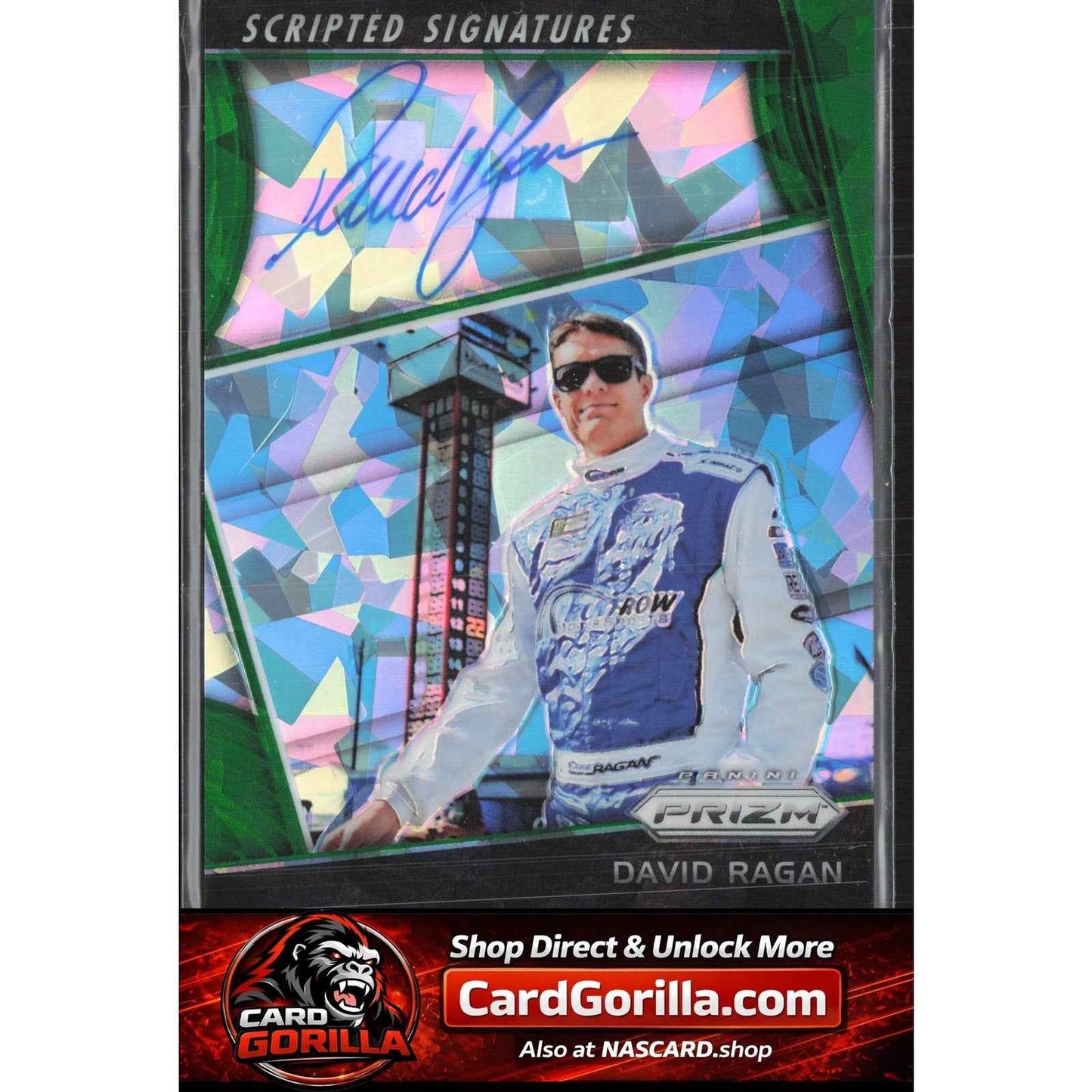 2018 Panini Prizm #SS-DR David Ragan Scripted Signatures Green Prizm #/99