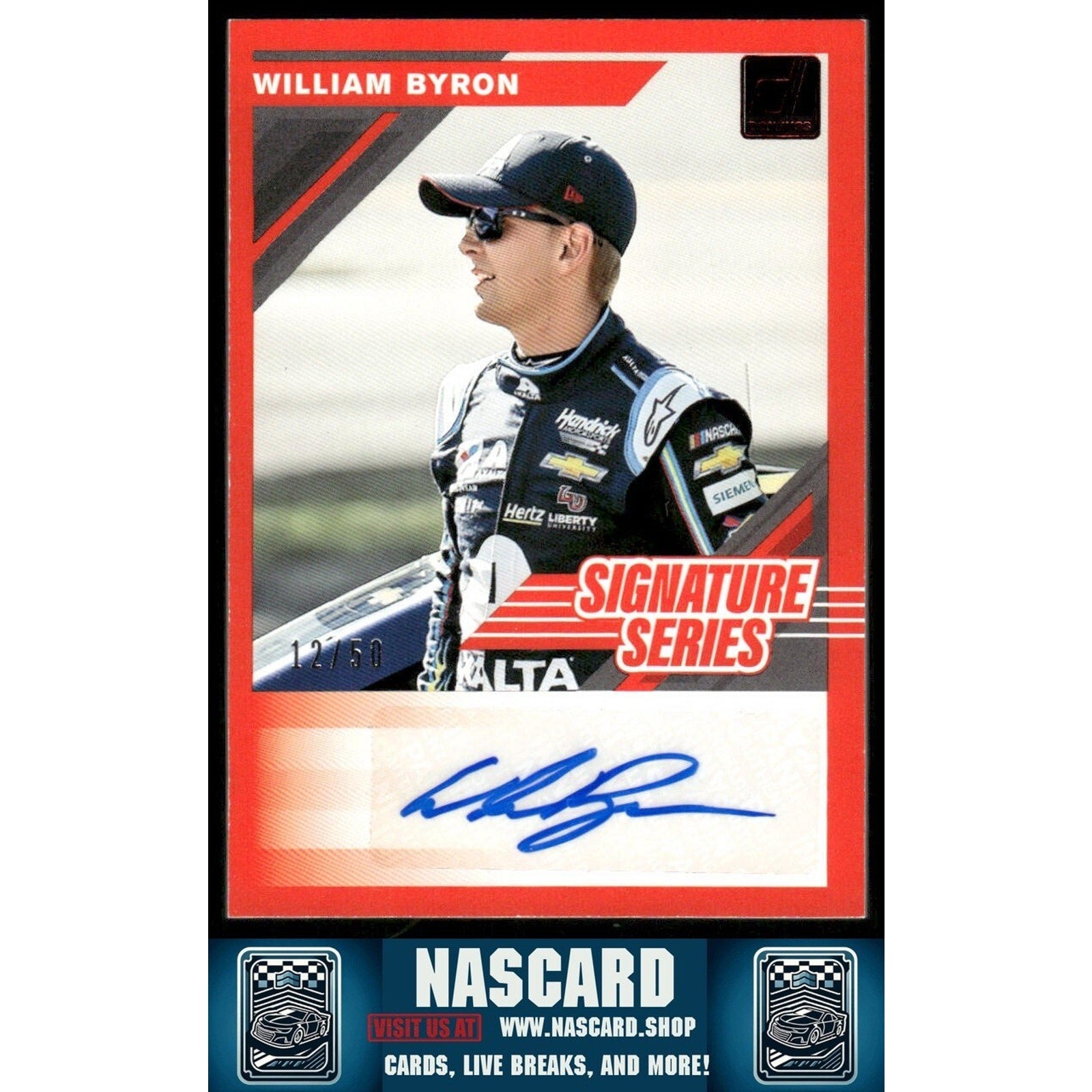 2020 Panini Donruss NASCAR - Signature Series William Byron #SS-WB Red /50 (AU) - NASCARD.shop