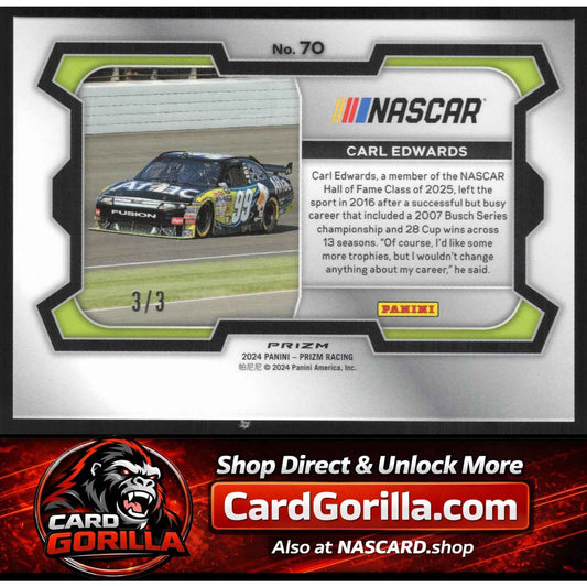 2024 Panini Prizm #70 Carl Edwards Gold Shimmer #3/3