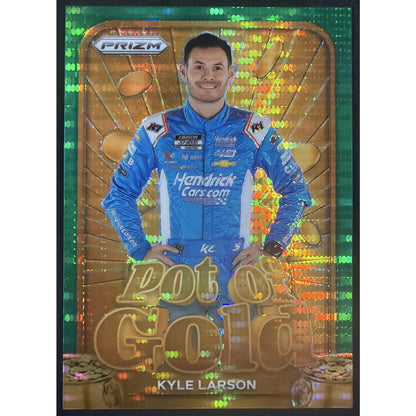 2024 Panini Prizm Kyle Larson #16 Pot of Gold Green Pulsar Prizms 15/25