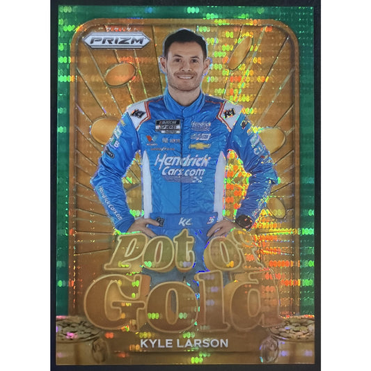 2024 Panini Prizm Kyle Larson #16 Pot of Gold Green Pulsar Prizms 15/25