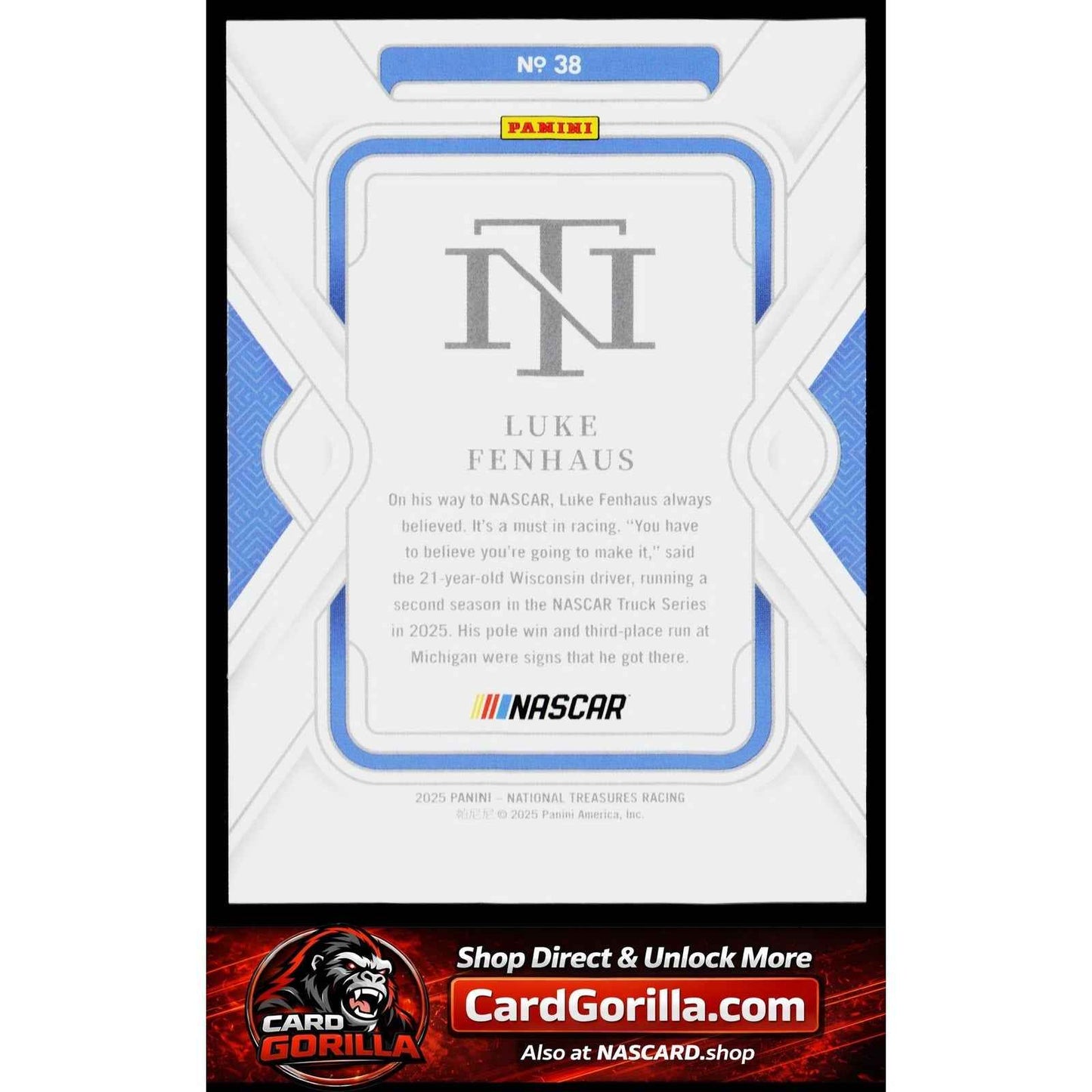 2025 Panini National Treasures #38 Luke Fenhaus Holo Silver #/25 RC