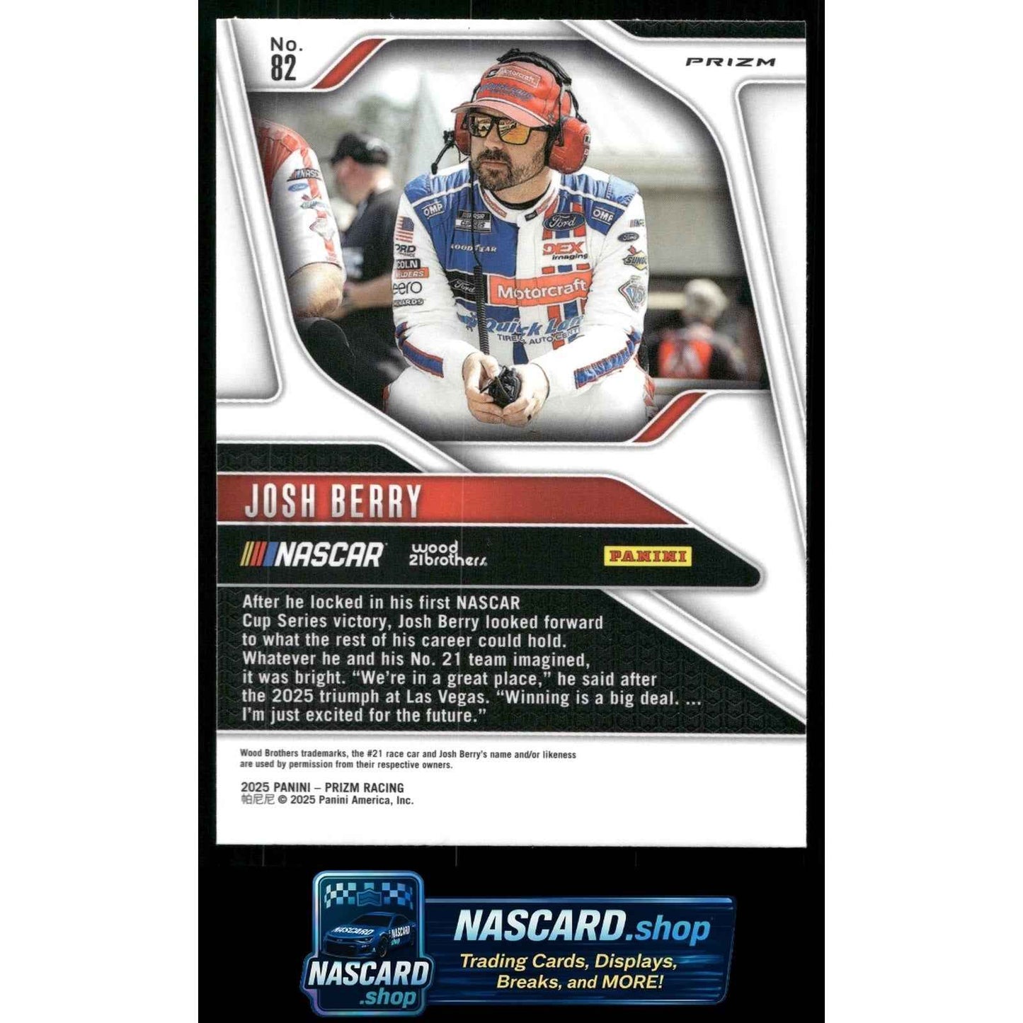 2025 Panini Prizm #82 Josh Berry White Sparkle