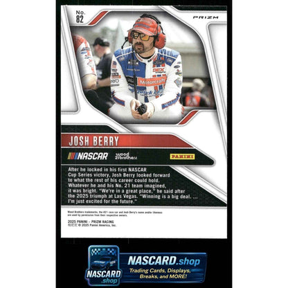 2025 Panini Prizm #82 Josh Berry White Sparkle