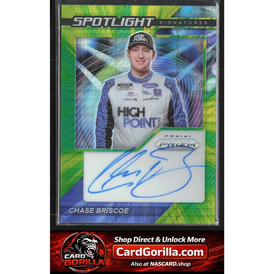 2021 Prizm Chase Briscoe Spotlight Signatures Hyper Prizm Green Yellow #/50