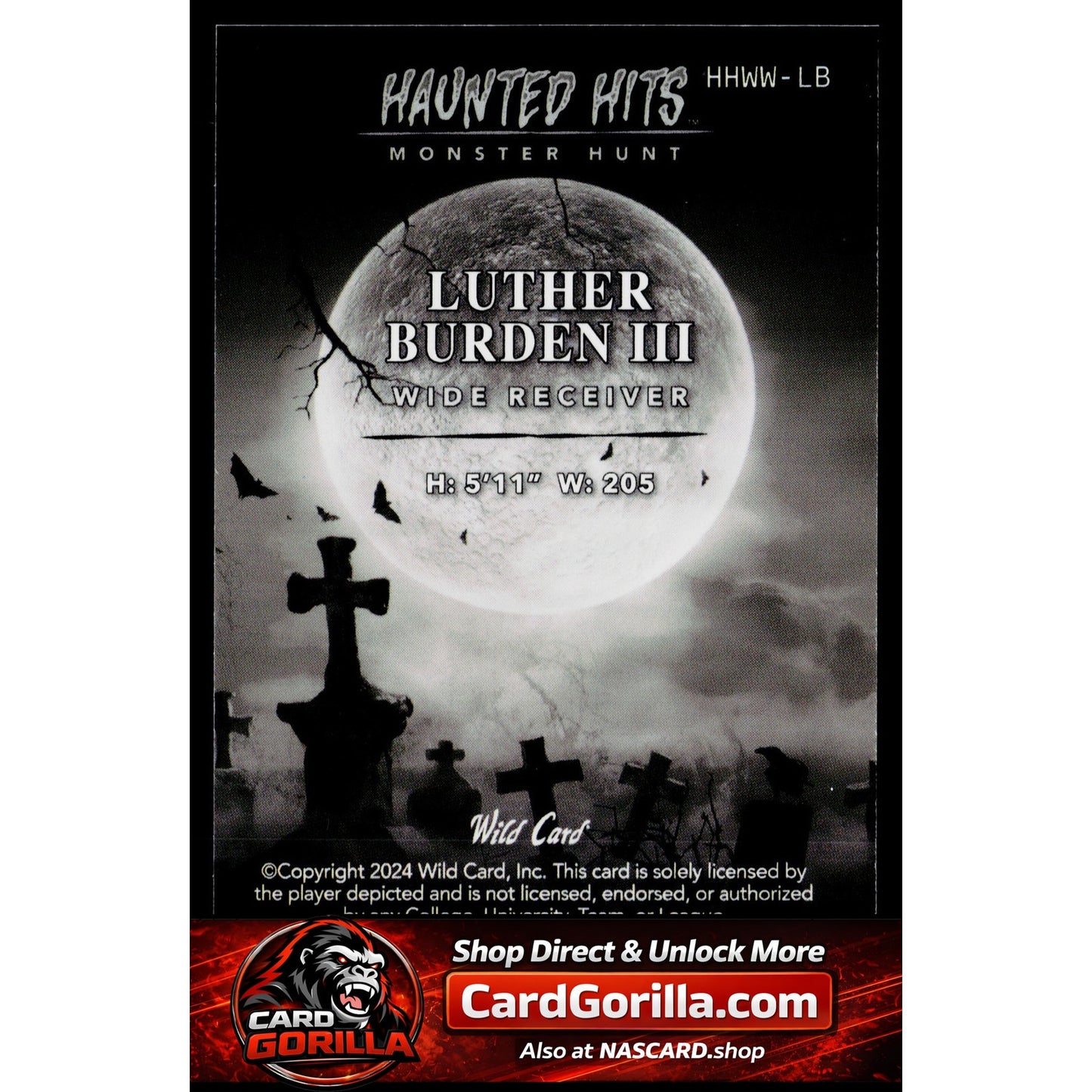 2024 Wild Card Haunted Hits Promo Werewolf Rainbow Purple Luther Burden III #/2