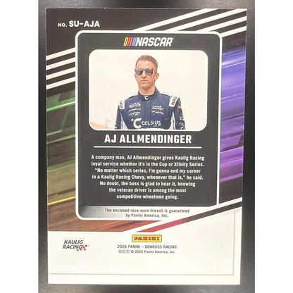 2025 Panini Donruss NASCAR AJ Allmendinger #SU-AJA Suited Up Swatches