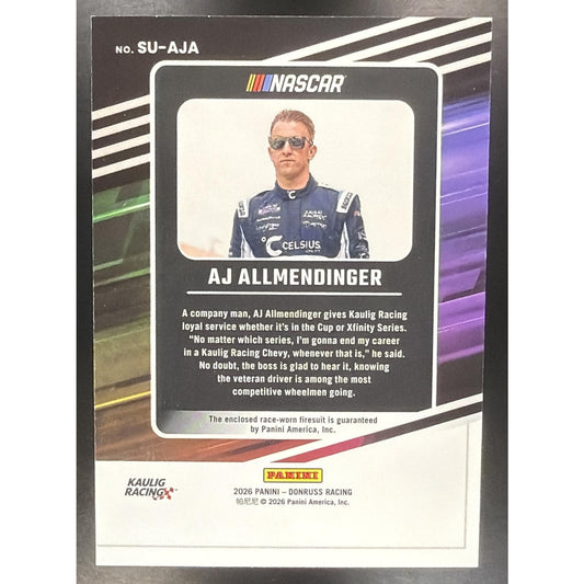 2025 Panini Donruss NASCAR AJ Allmendinger #SU-AJA Suited Up Swatches