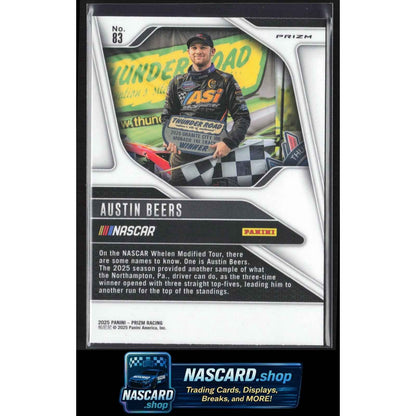 2025 Panini Prizm #83 Austin Beers White Sparkle RC