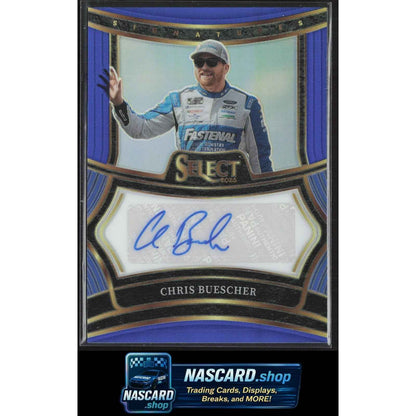2025 Panini Select #S-CBR Chris Buescher Signatures Blue Prizms #/99