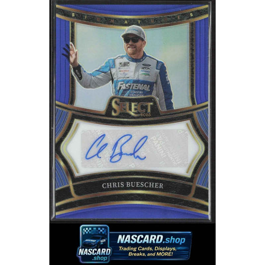 2025 Panini Select #S-CBR Chris Buescher Signatures Blue Prizms #/99