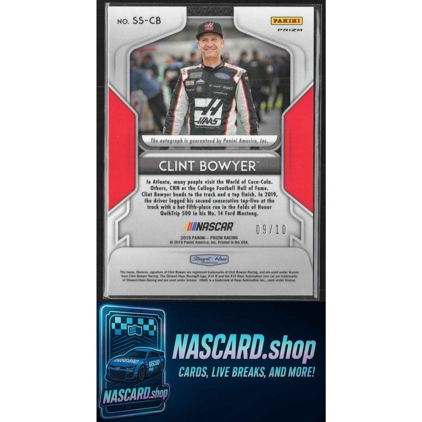 2019 Panini Prizm #SS-CB Clint Bowyer Signing Sessions Gold Prizm #/10