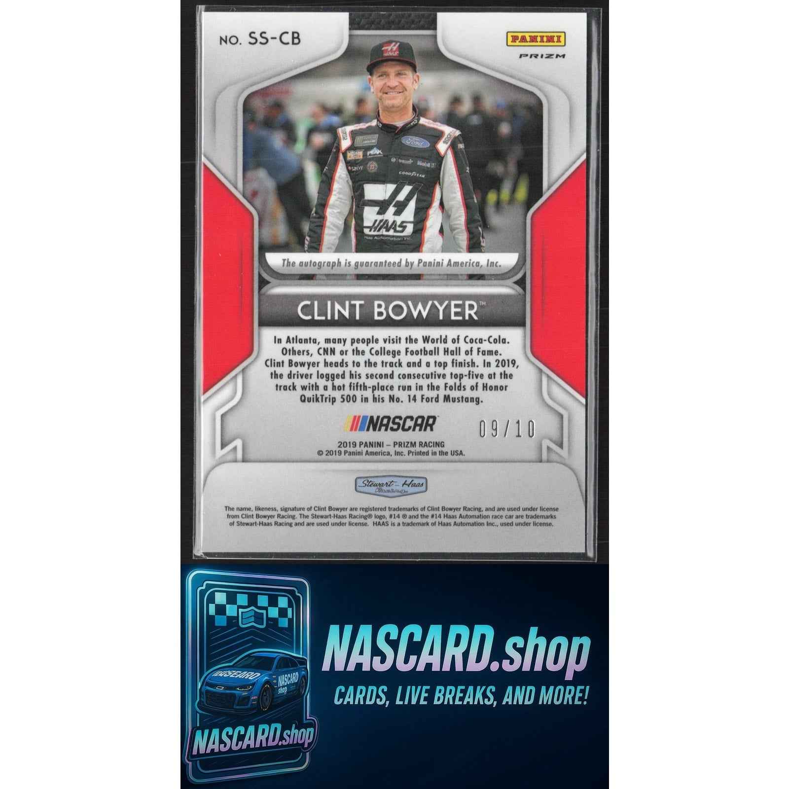 2019 Panini Prizm #SS-CB Clint Bowyer Signing Sessions Gold Prizm #/10