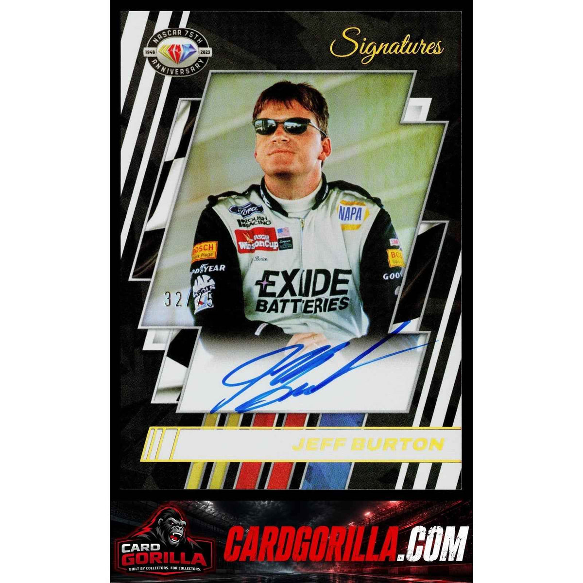 2023 Panini Prizm Jeff Burton NASCAR 75th Anniversary Signatures Holo #/75