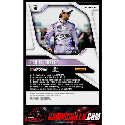 2025 Panini Prizm #36 Daniel Suarez White Sparkle