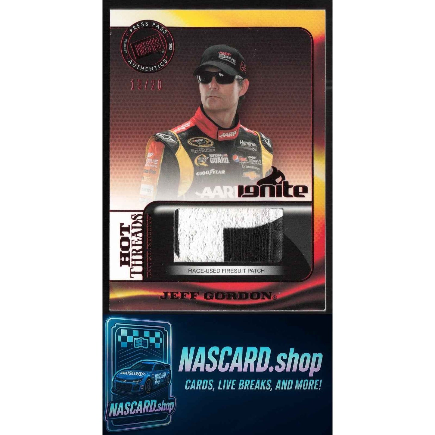 2013 Press Pass Ignite #HTP-JG Jeff Gordon Hot Threads Patch #/20