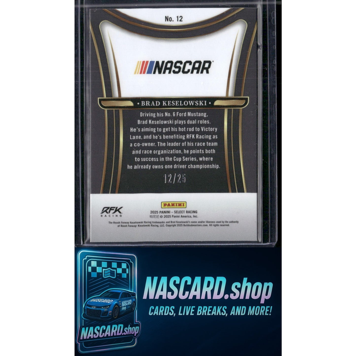2025 Select Racing #12 Brad Keselowski Sensations Tie-Dye Prizm #/25 - Card Gorilla
