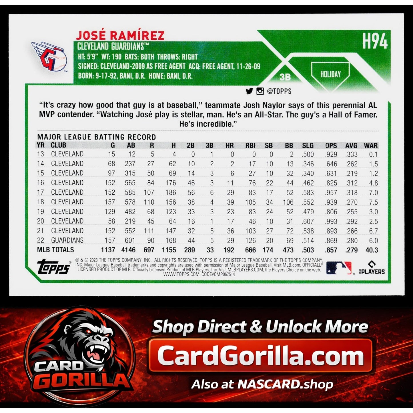 2023 Topps Holiday #H94b José Ramírez