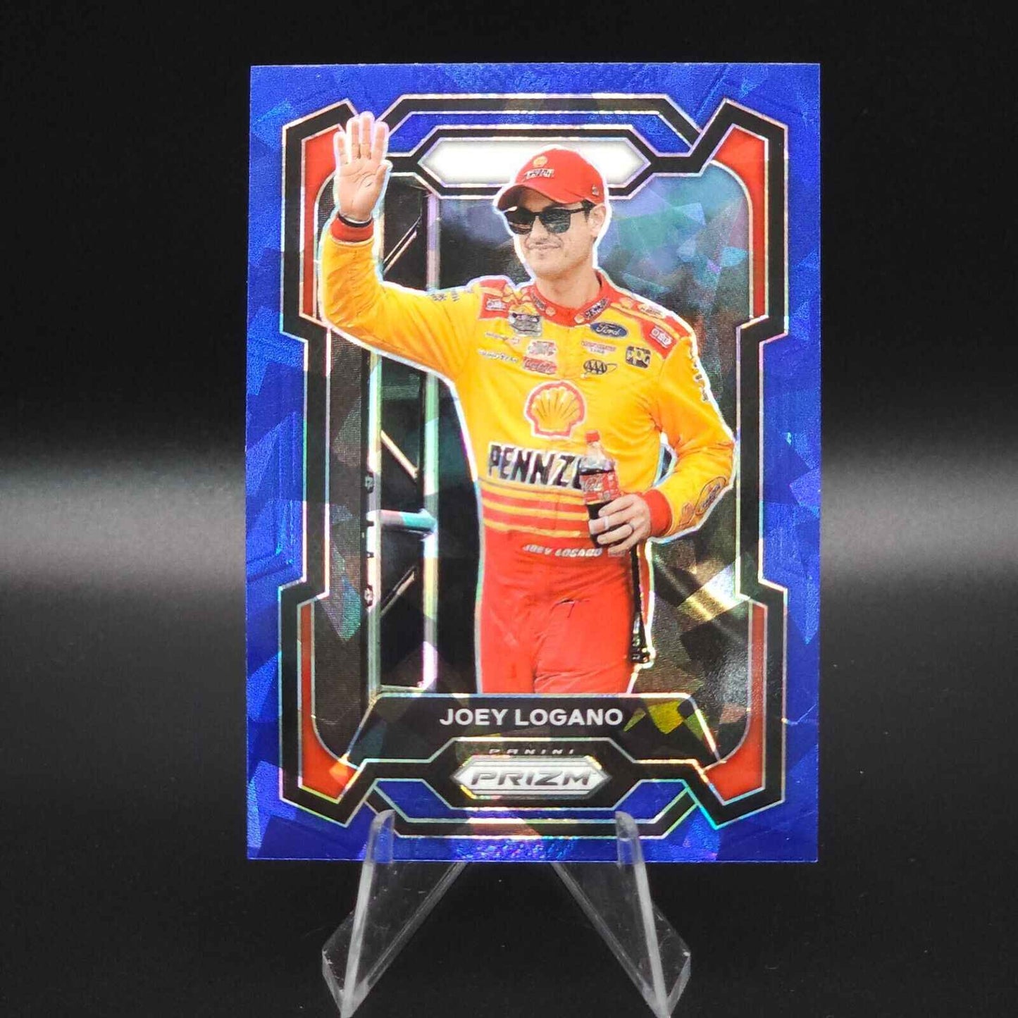 2024 Panini Prizm Racing Blue Cracked Ice #86 Joey Logano - NASCARD.shop