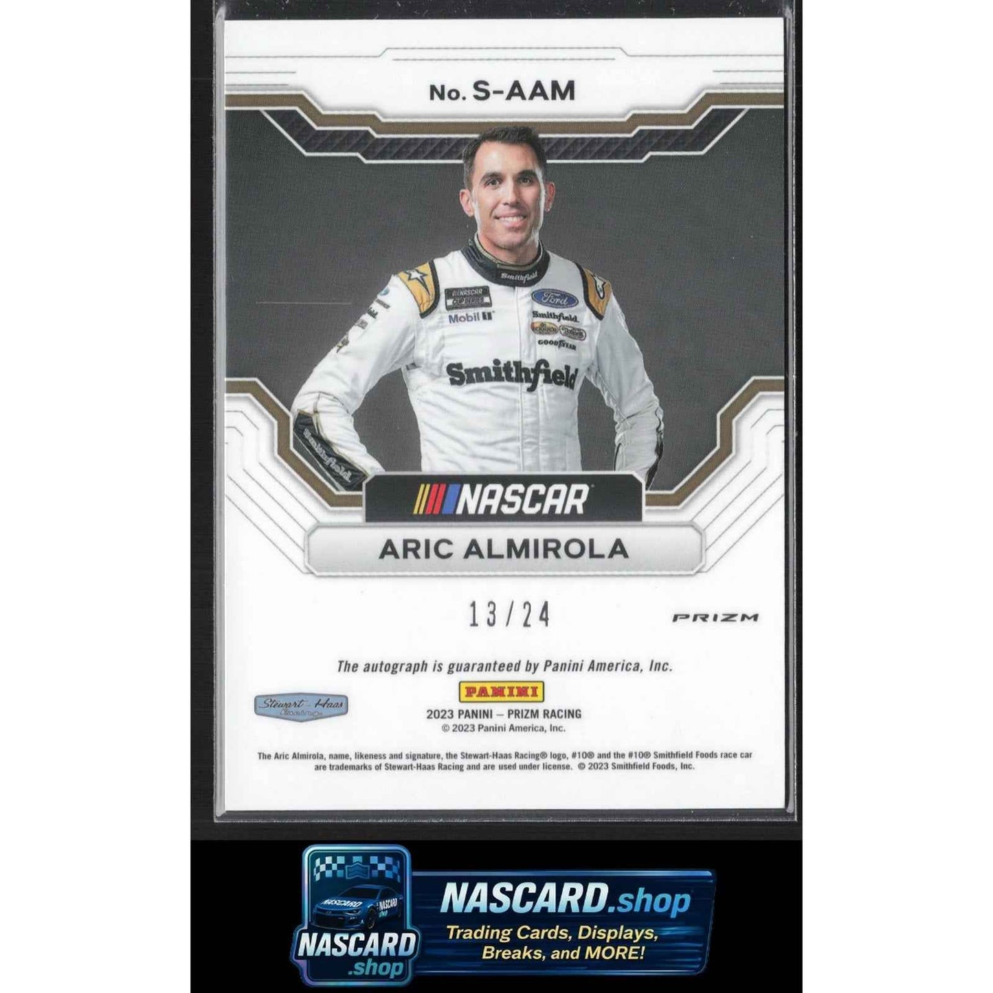 2023 Panini Prizm #S-AAM Aric Almirola Scripts Rainbow Prizm #/24