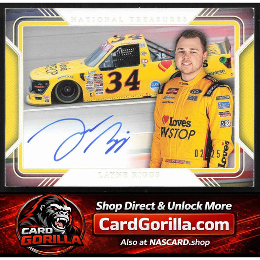 2025 National Treasures Layne Riggs Track Pass Signatures Holo Silver #/25