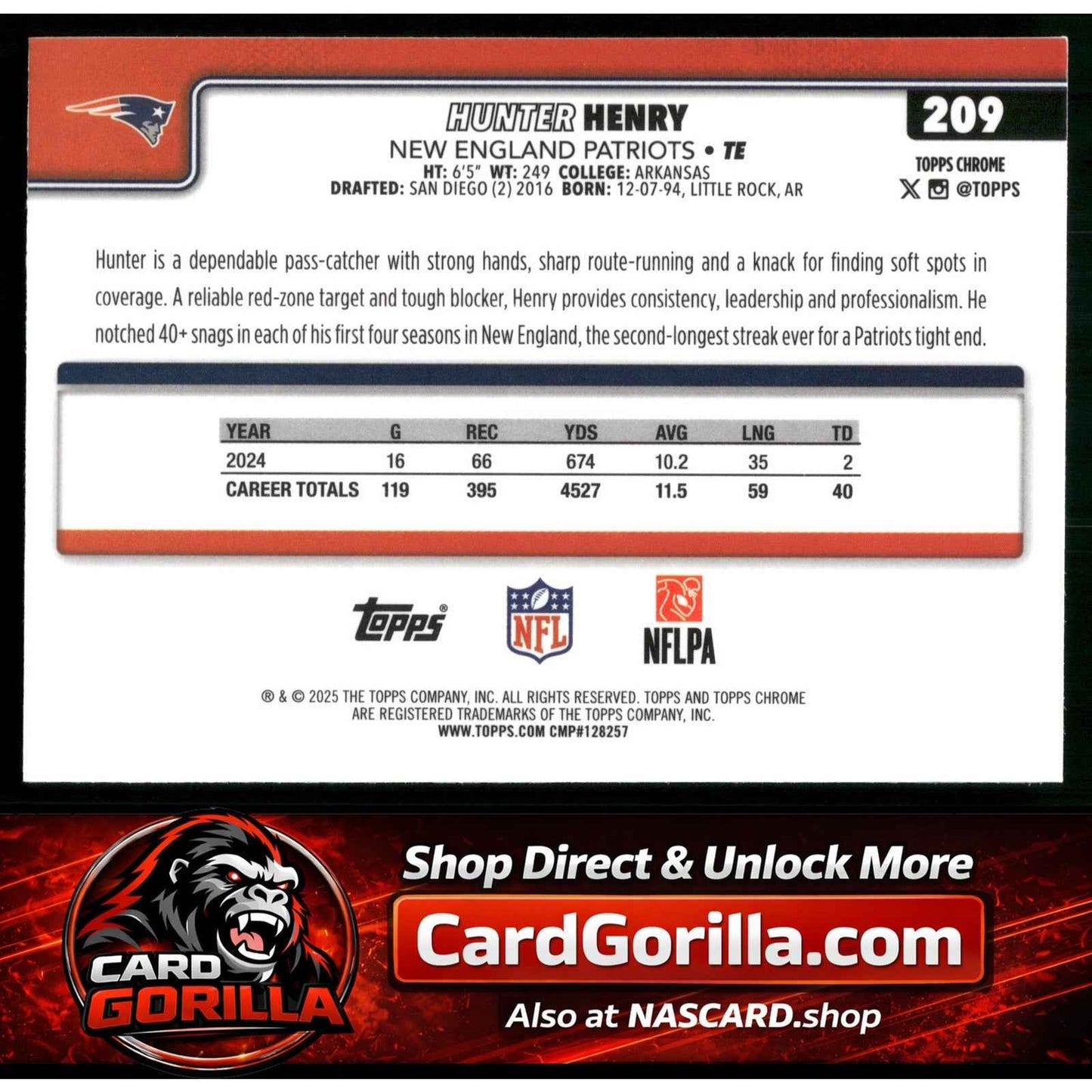 2025 Topps Chrome #209 Hunter Henry Lime Green X-Fractor