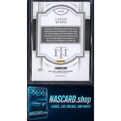 2024 Panini National Treasures #22 Carson Kvapil Holo Silver #/25 RC