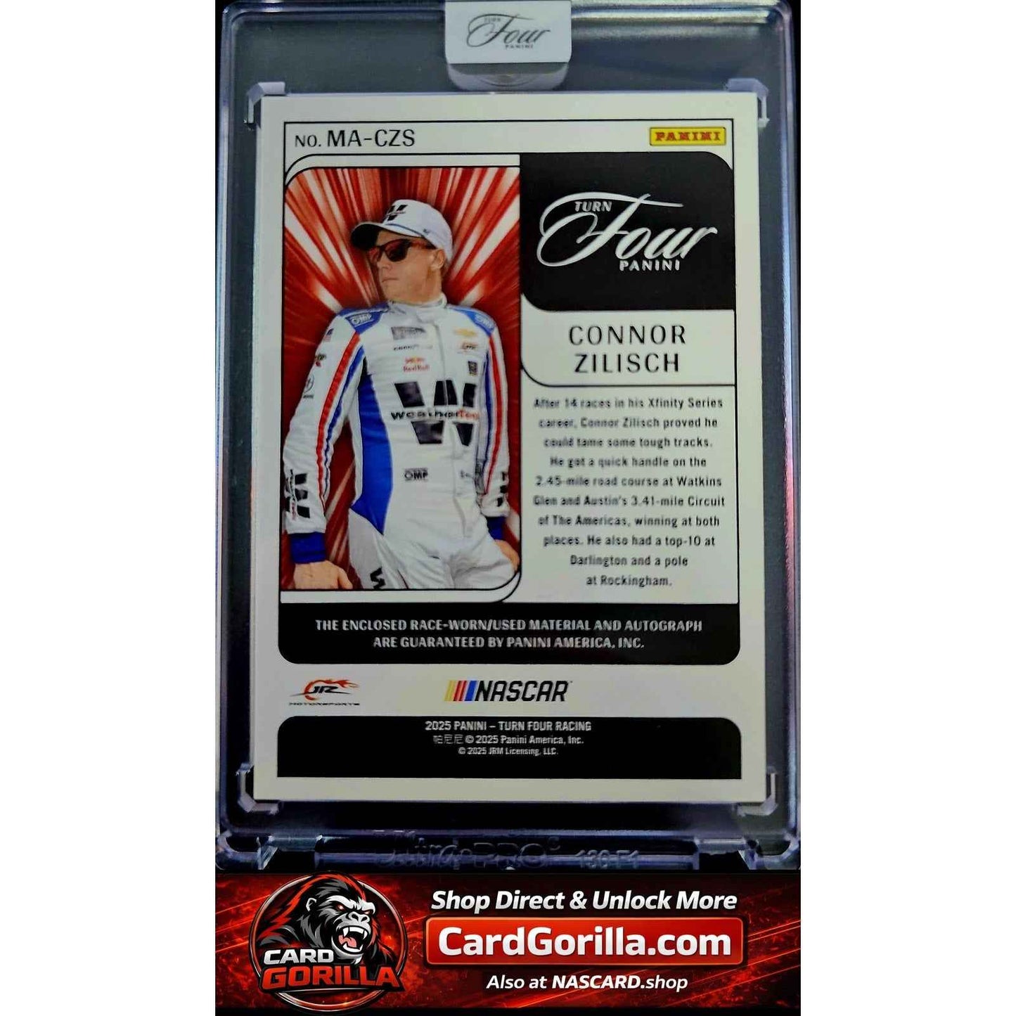 2025 Panini Turn Four #MA-CZS Connor Zilisch Memorabilia Autographs Blue #/49 RC