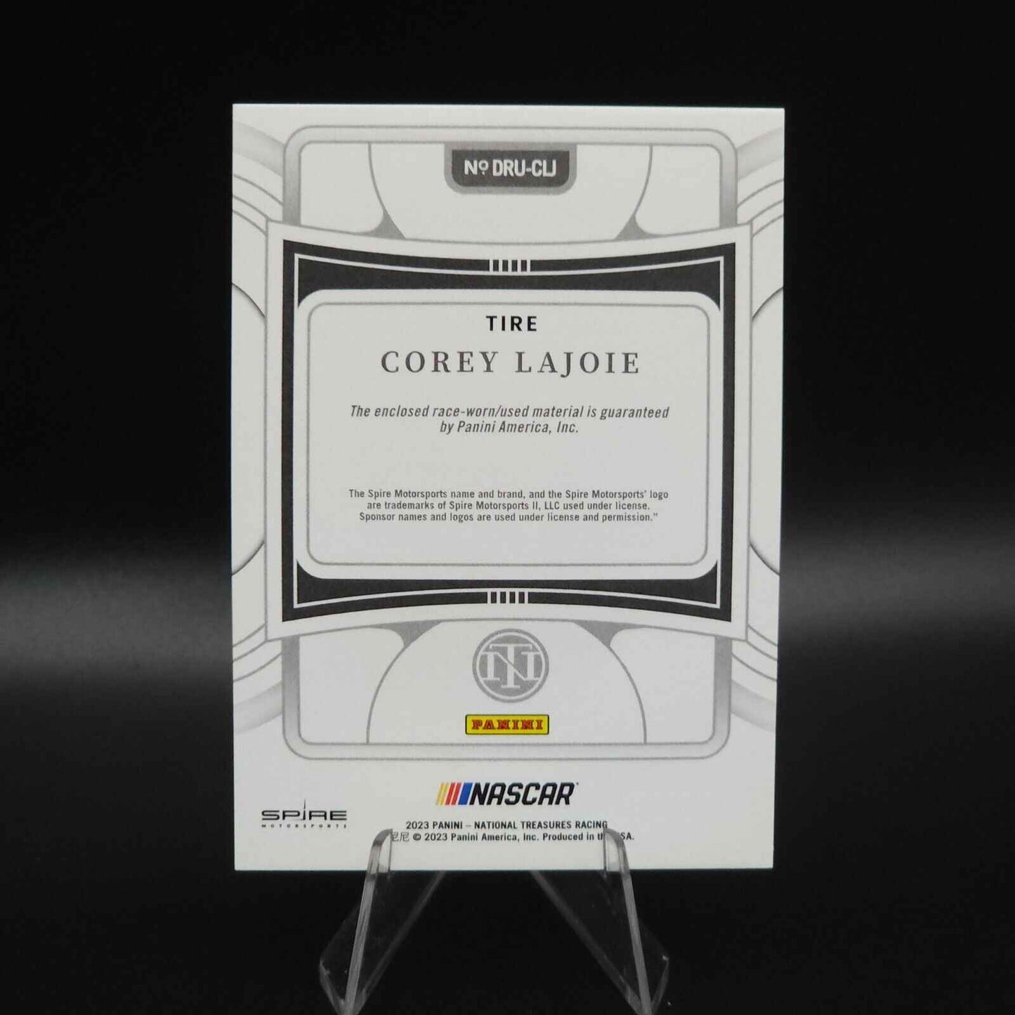 2023 Panini National Treasures - Dual Race Used Corey LaJoie #DRU-CLJ Tires /99 - Card Gorilla