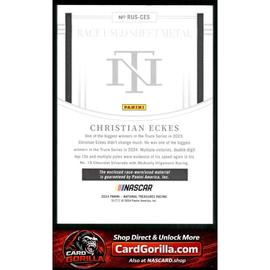 2024 Panini National Treasures Christian Eckes Race Used Sheet Metal Blue #/75