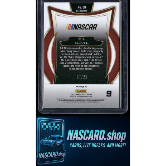 2025 Panini Select #58 Bill Elliott Tie-Dye Prizms #/25