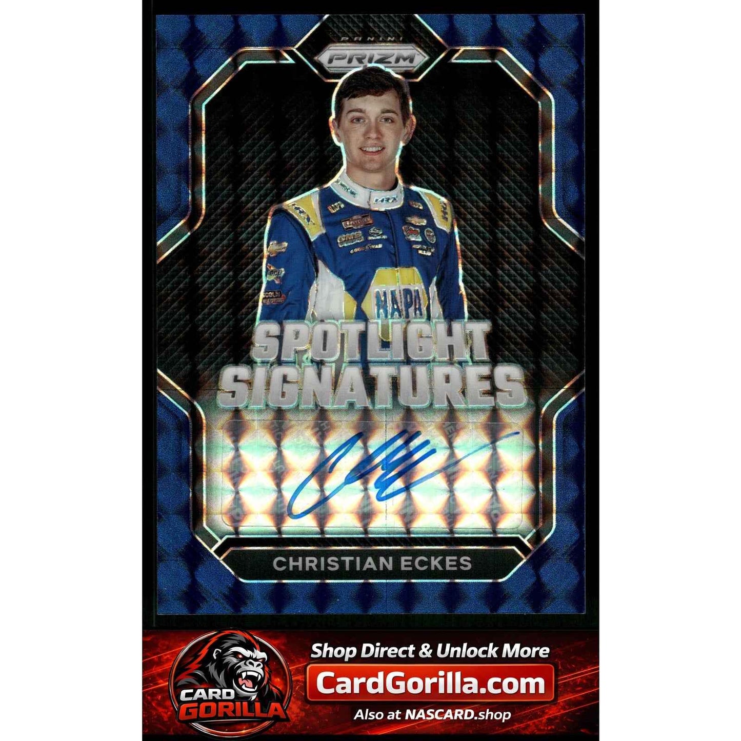 2023 Panini Prizm Christian Eckes Spotlight Signatures Reactive Blue #/49