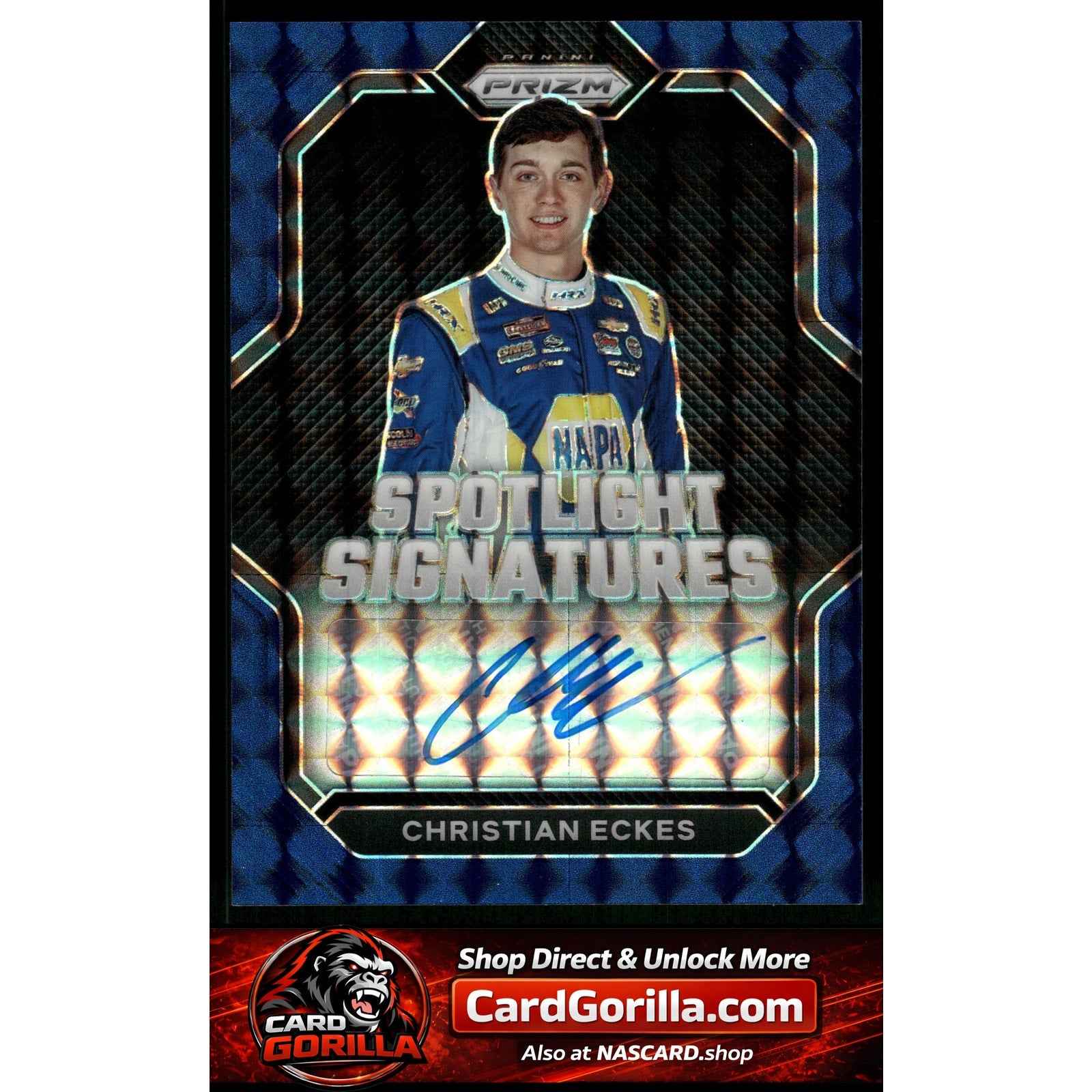 2023 Panini Prizm Christian Eckes Spotlight Signatures Reactive Blue #/49