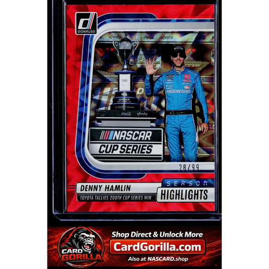 2026 Donruss #10 Denny Hamlin Season Highlights Red Xplosion #/99
